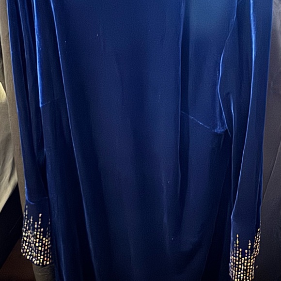 Calvin Klein Blue velvet dress with rhinestones - Picture 2 of 5